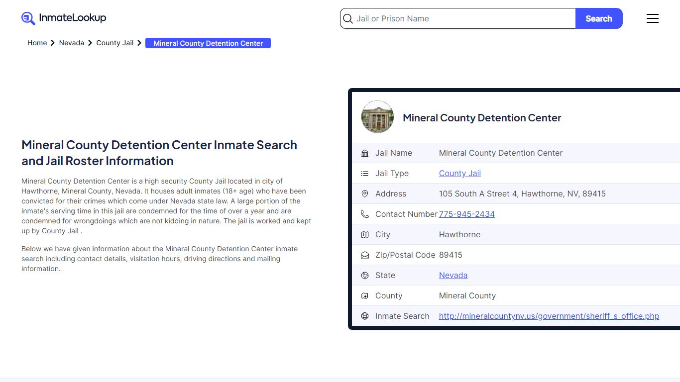 Mineral County Detention Center Inmate Search, Jail Roster, Bookings ...